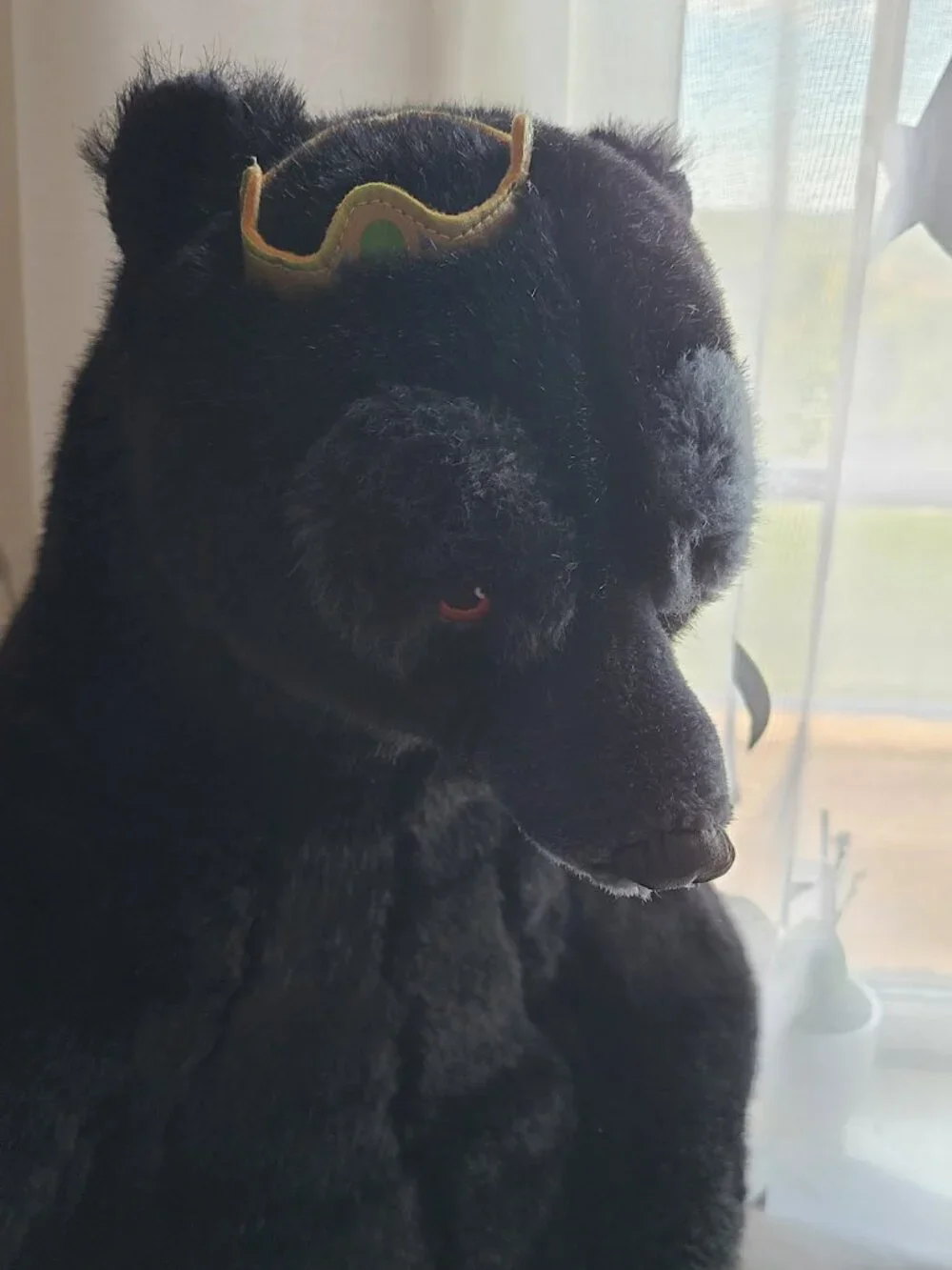 Disney Store Brave Queen Elinor Bear Jointed Legs Black Plush w/ Crown 25” Jumbo